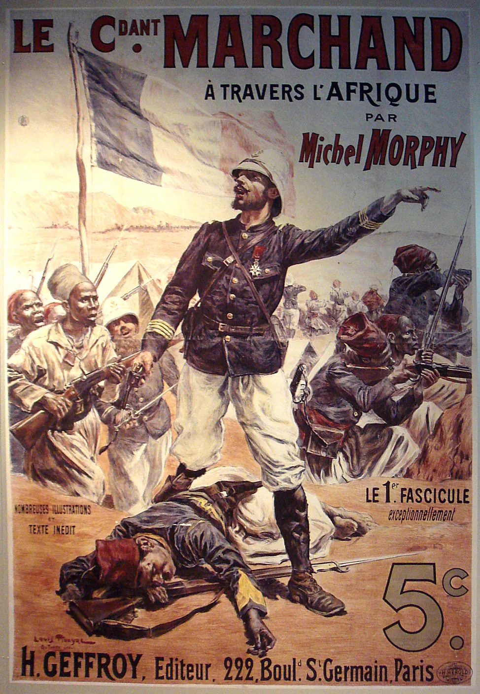 Vintage colonial-era poster depicting the French conquest across Africa